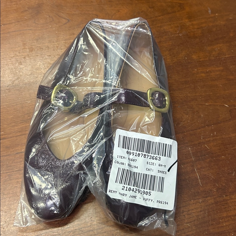 Madewell Burgundy Flats with Gold Buckle - Picture 2 of 5